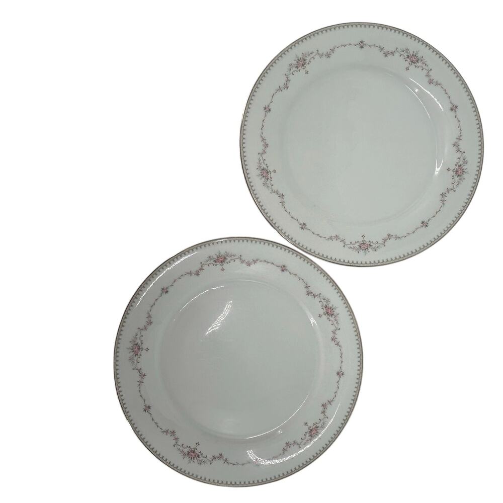 Vintage Noritake Fairmont 6102 Plates Fine China Japan Pink Rose Platinum Trim